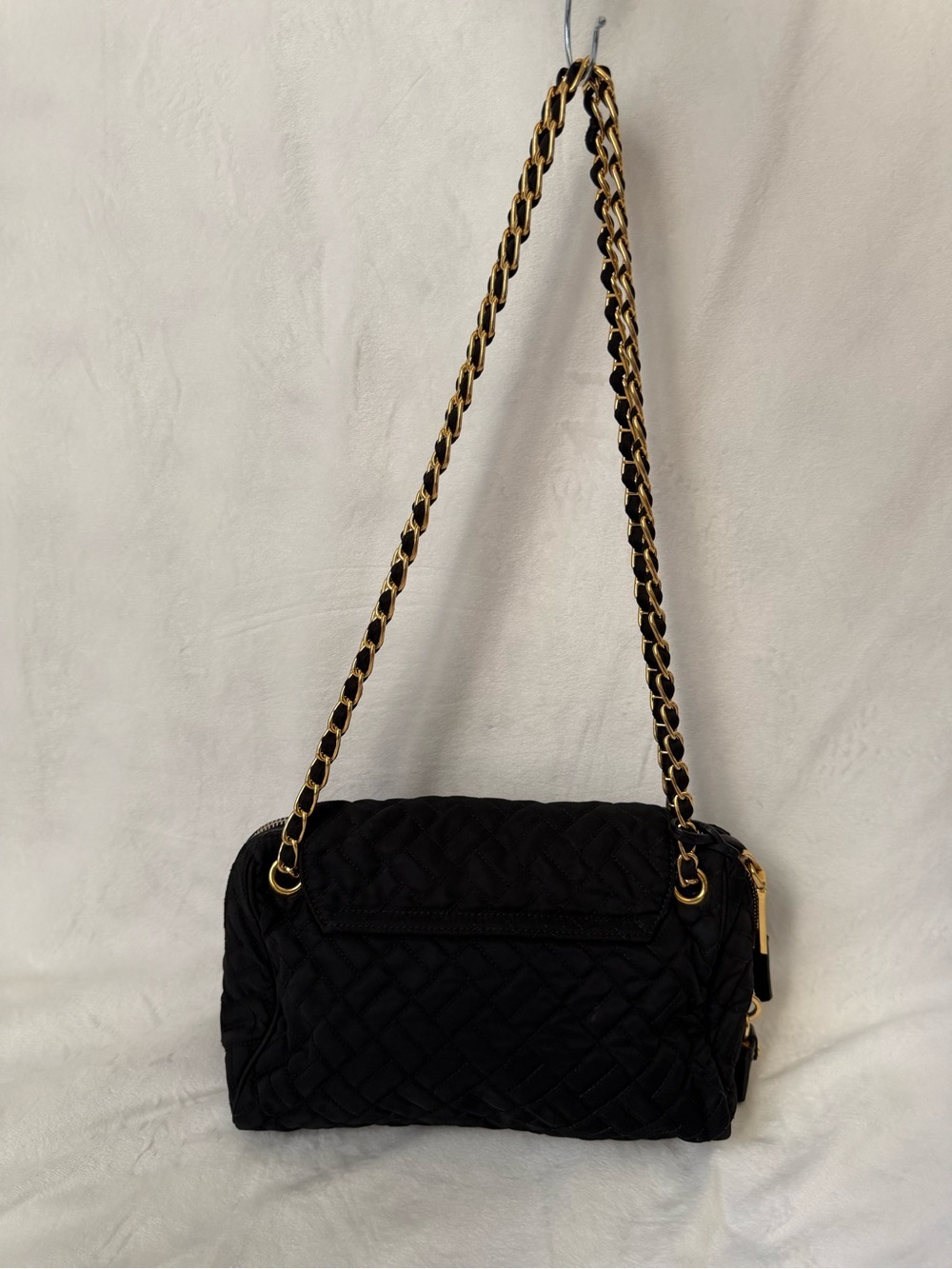 PRADA Vintage Tessuto Quilted Black and Gold Nylon Bag - Picture 3 of 12